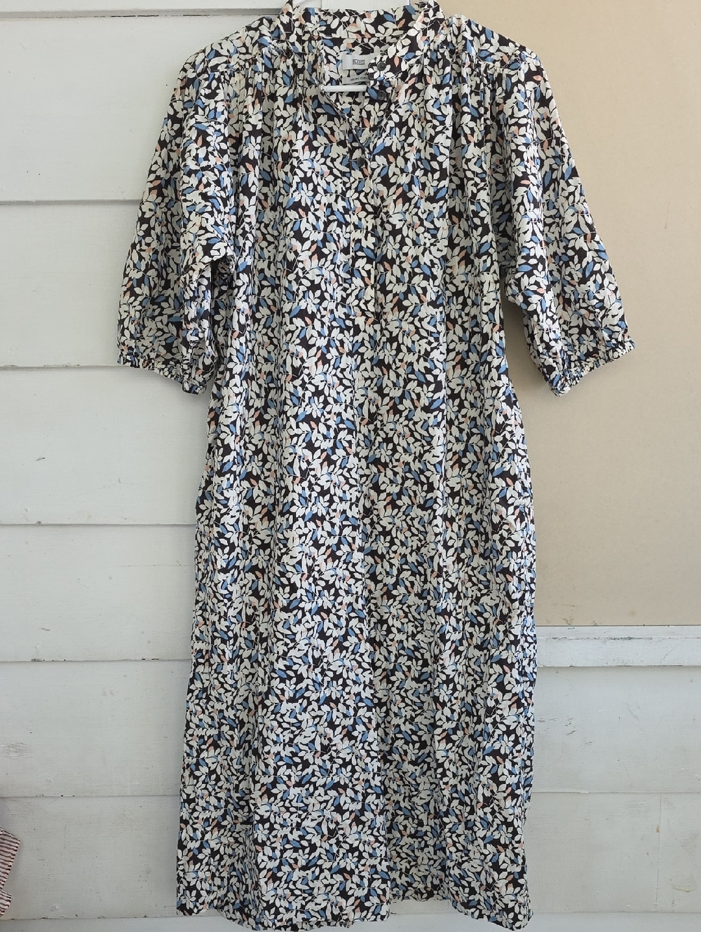 Closed Cream, Navy & Light Blue Floral Midi Dress